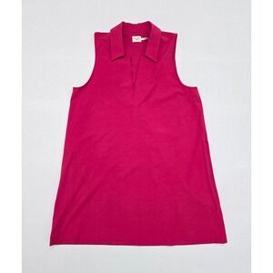 Faherty Brand All Day Sleeveless Shift Dress Pink V-Neck Pockets Large